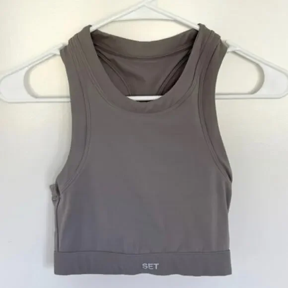 SET ACTIVE Sportbody High Neck Bra Stone Small - Picture 2 of 4
